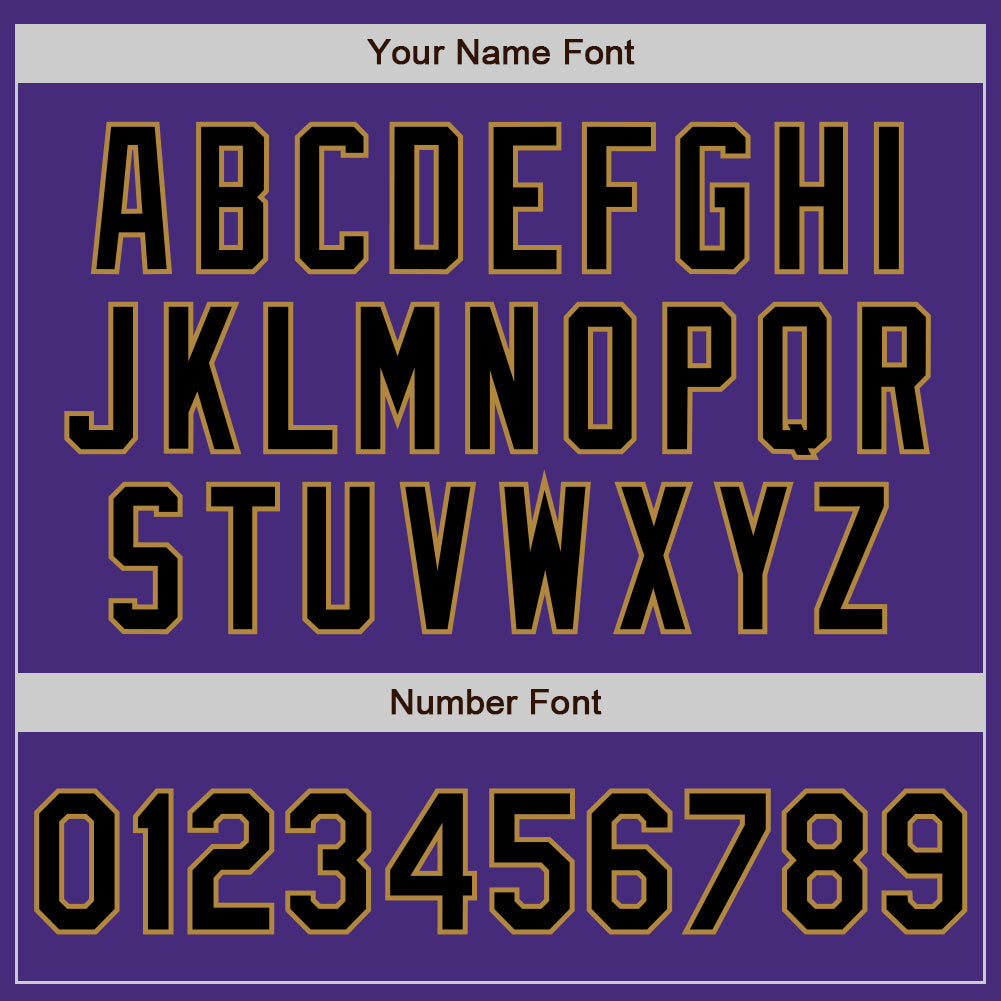 Custom Purple Black-Old Gold Authentic Baseball Jersey view 5