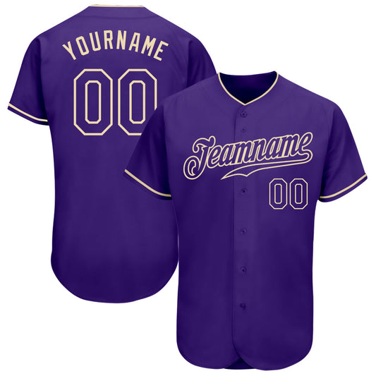 Custom Purple Purple-Cream Authentic Baseball Jersey - Main View