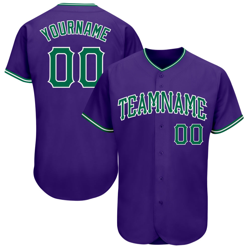 Custom Purple Kelly Green-White Authentic Baseball Jersey - Main View