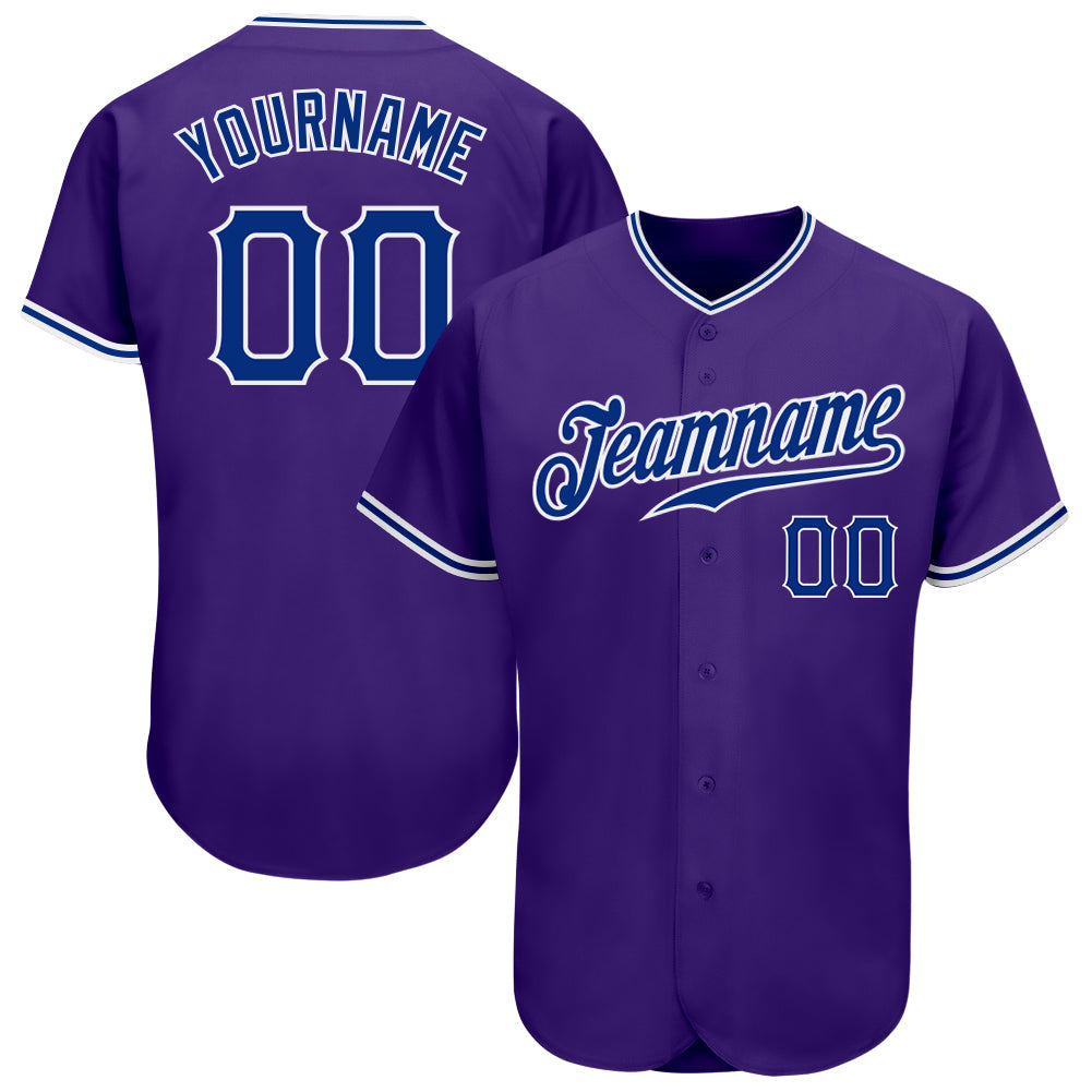 Custom Purple Royal-White Authentic Baseball Jersey - Main View
