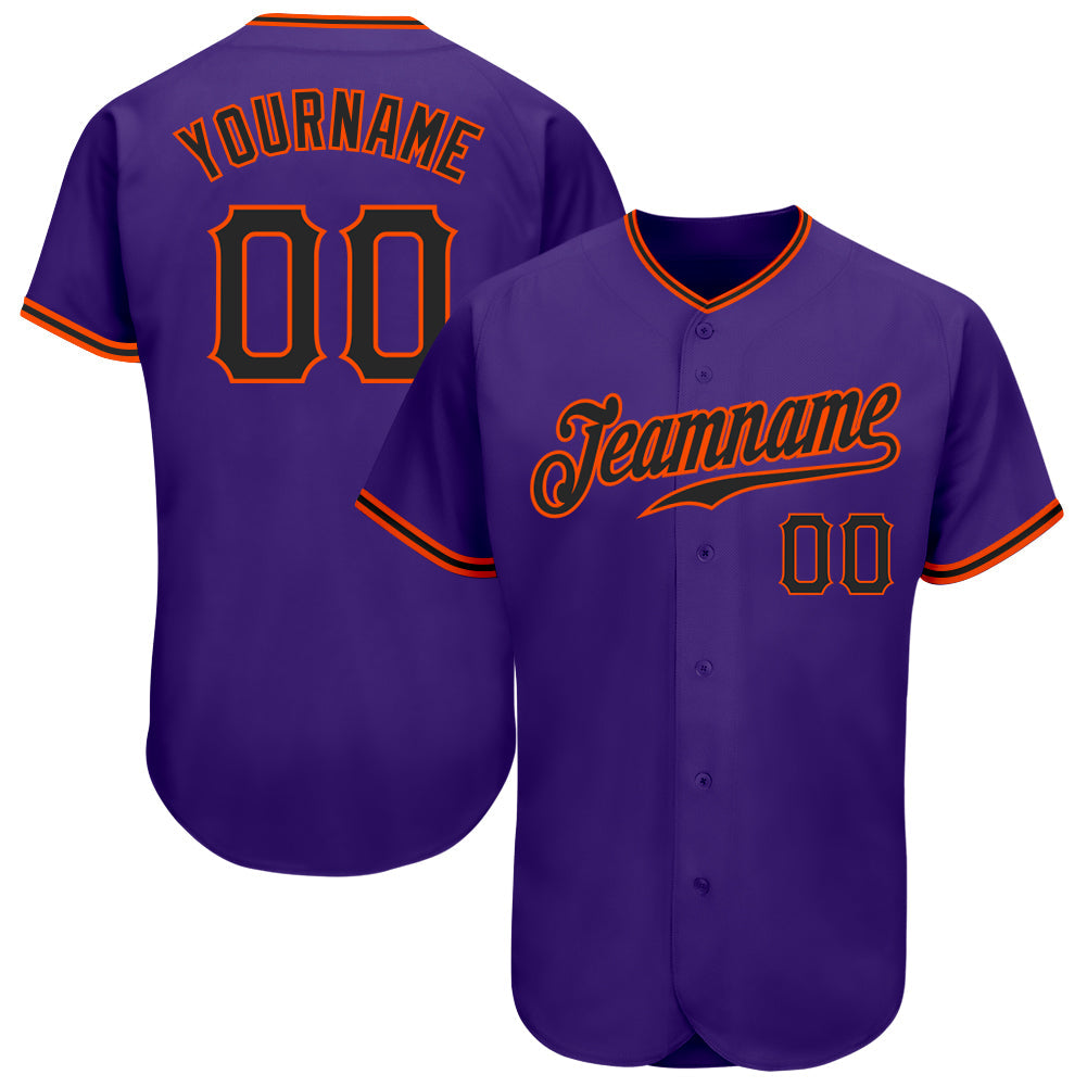Custom Purple Black-Orange Authentic Baseball Jersey - Main View