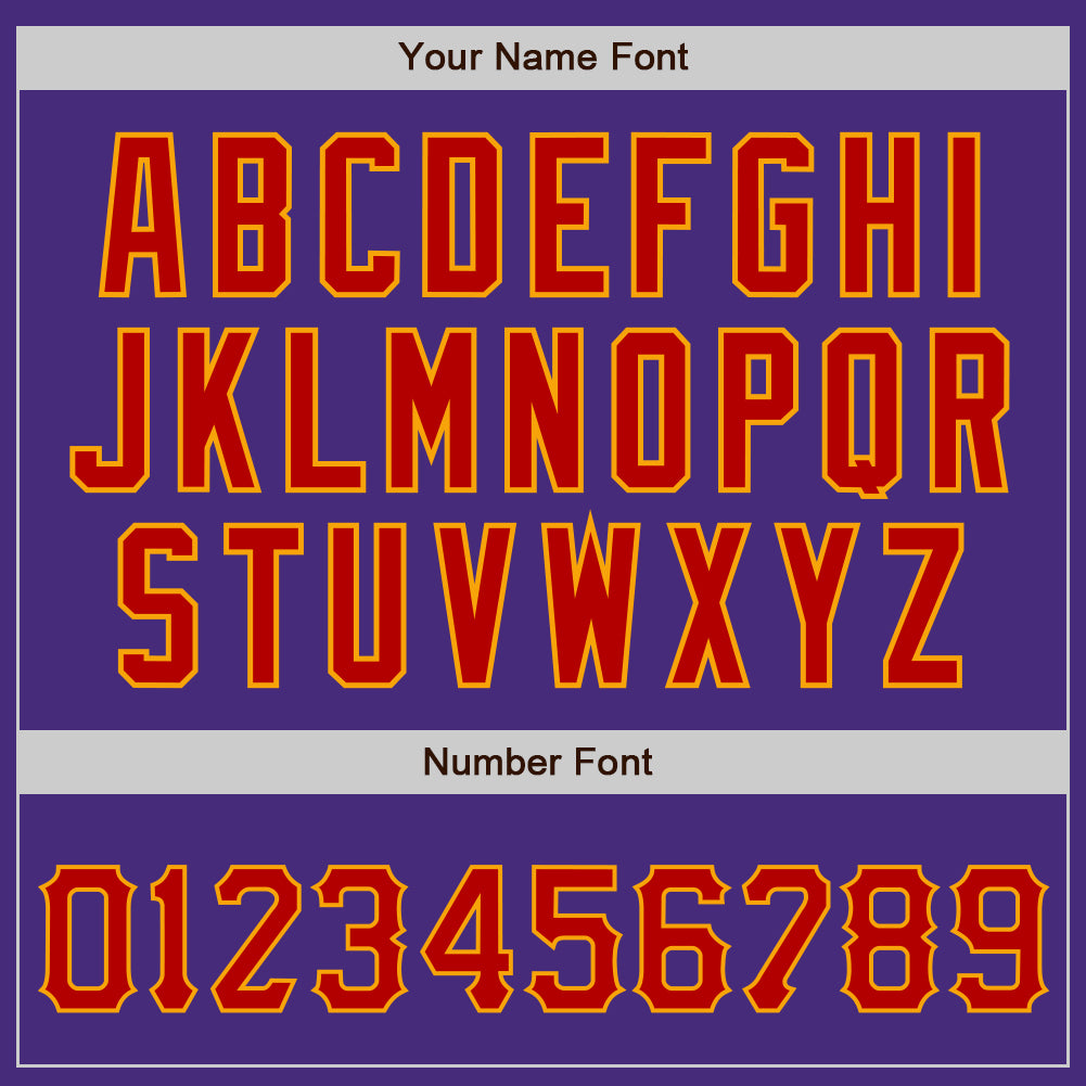 Custom Purple Red-Gold Authentic Baseball Jersey view 5