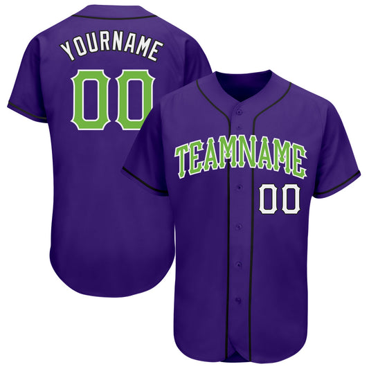 Custom Purple Neon Green White-Black Authentic Baseball Jersey - Main View