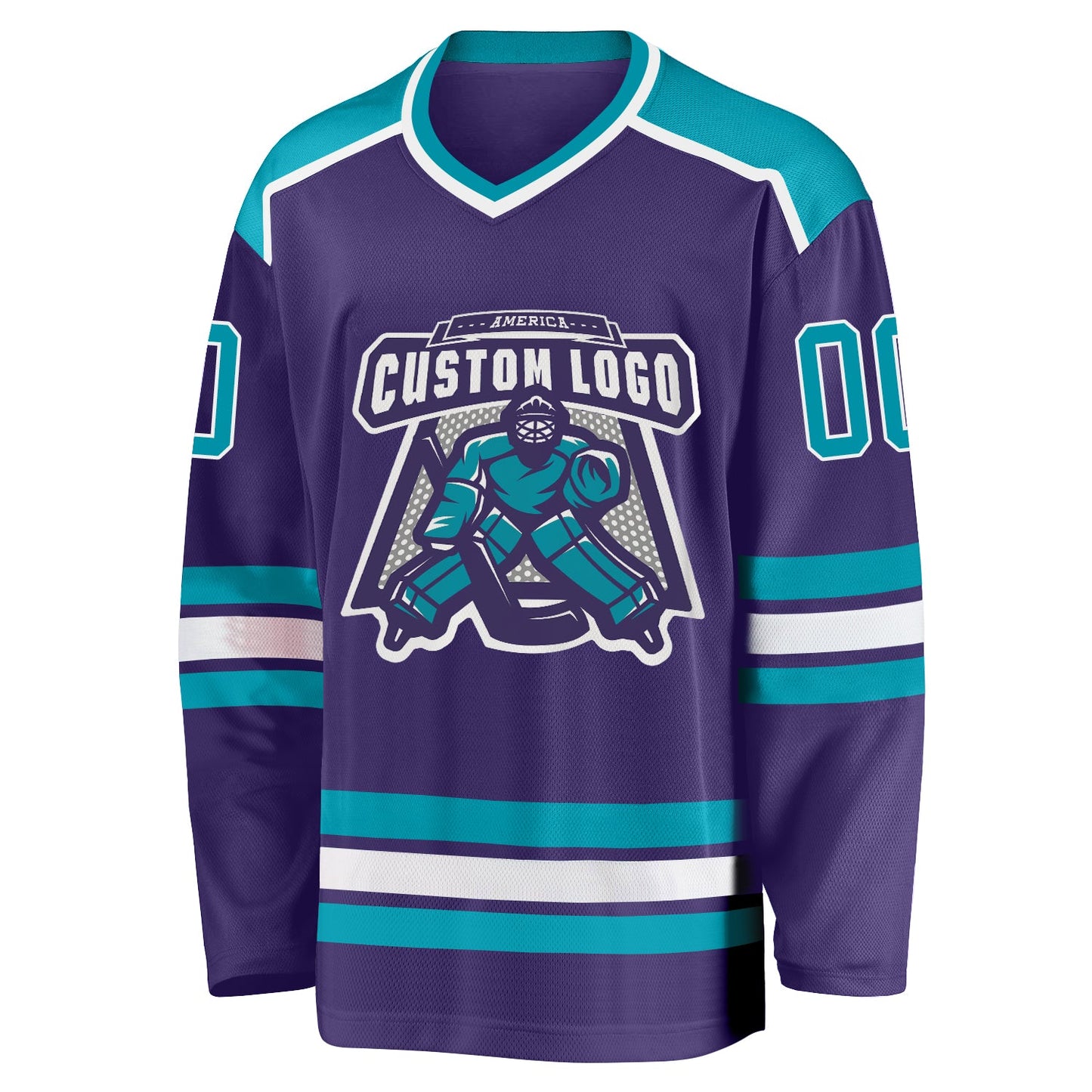 Custom Purple Teal-White Hockey Jersey view 2