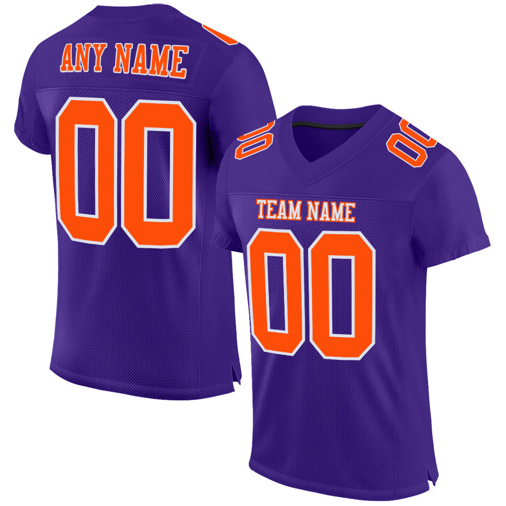Custom Purple Orange-White Mesh Authentic Football Jersey - Main View