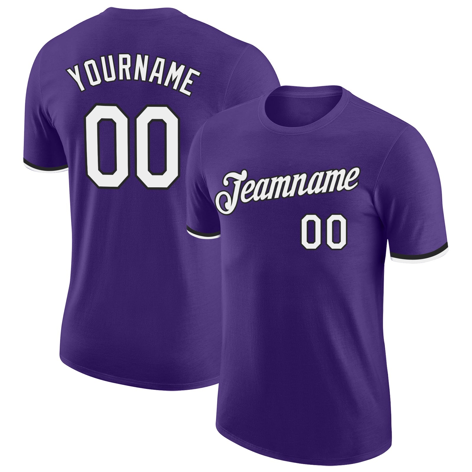 Custom Purple White-Black Performance T-Shirt - Main View