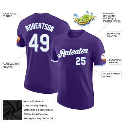 Custom Purple White-Light Blue Performance T-Shirt view 2