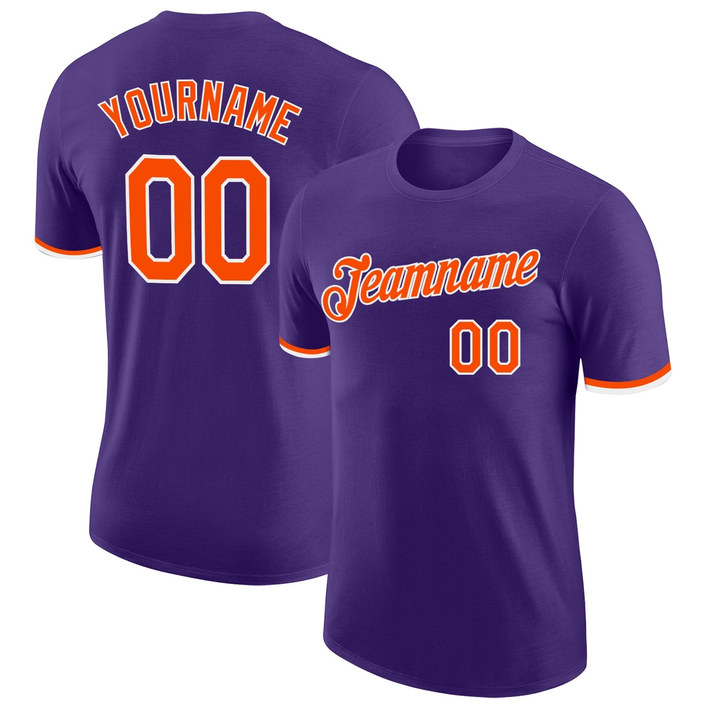 Custom Purple Orange-White Performance T-Shirt - Main View