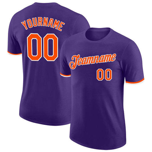 Custom Purple Orange-White Performance T-Shirt - Main View
