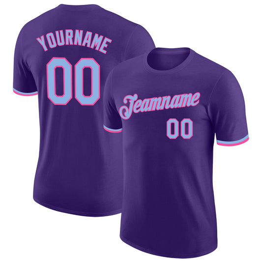 Custom Purple Light Blue-Pink Performance T-Shirt - Main View