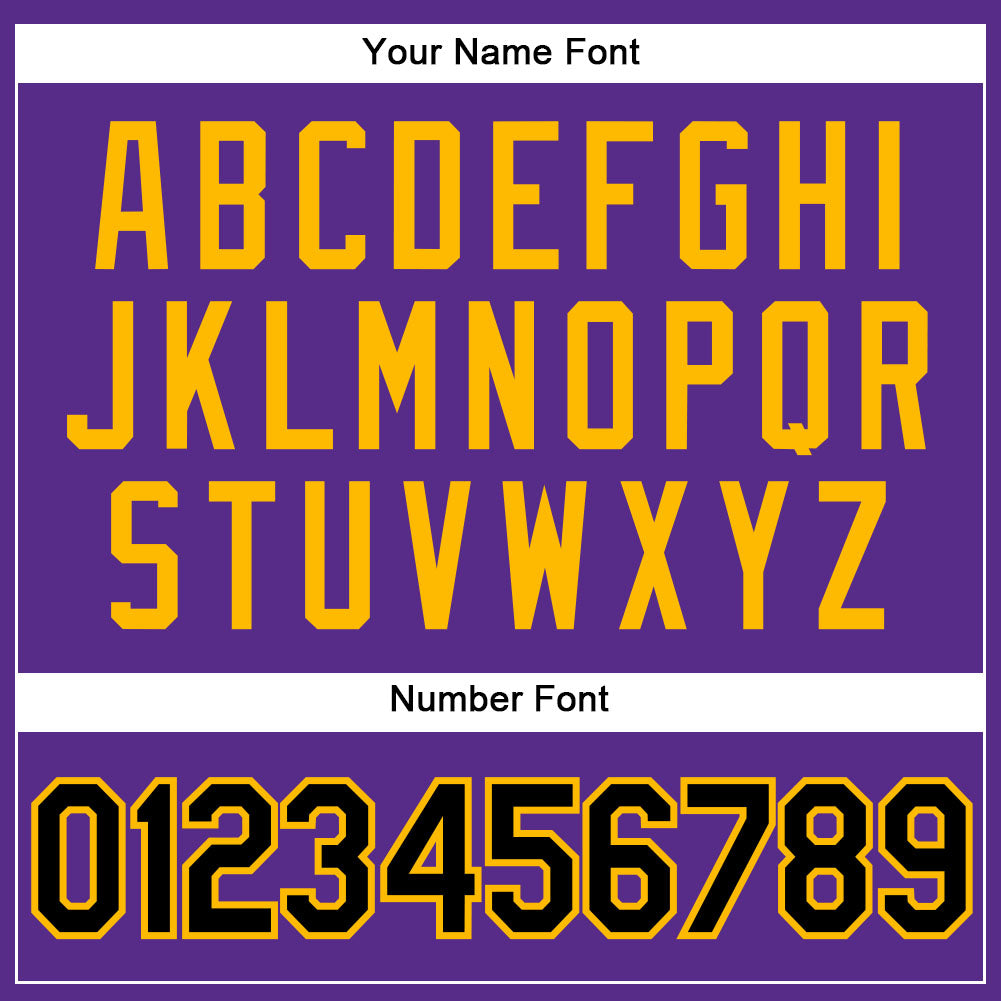 Custom Purple Black-Gold Authentic Throwback Basketball Jersey view 4