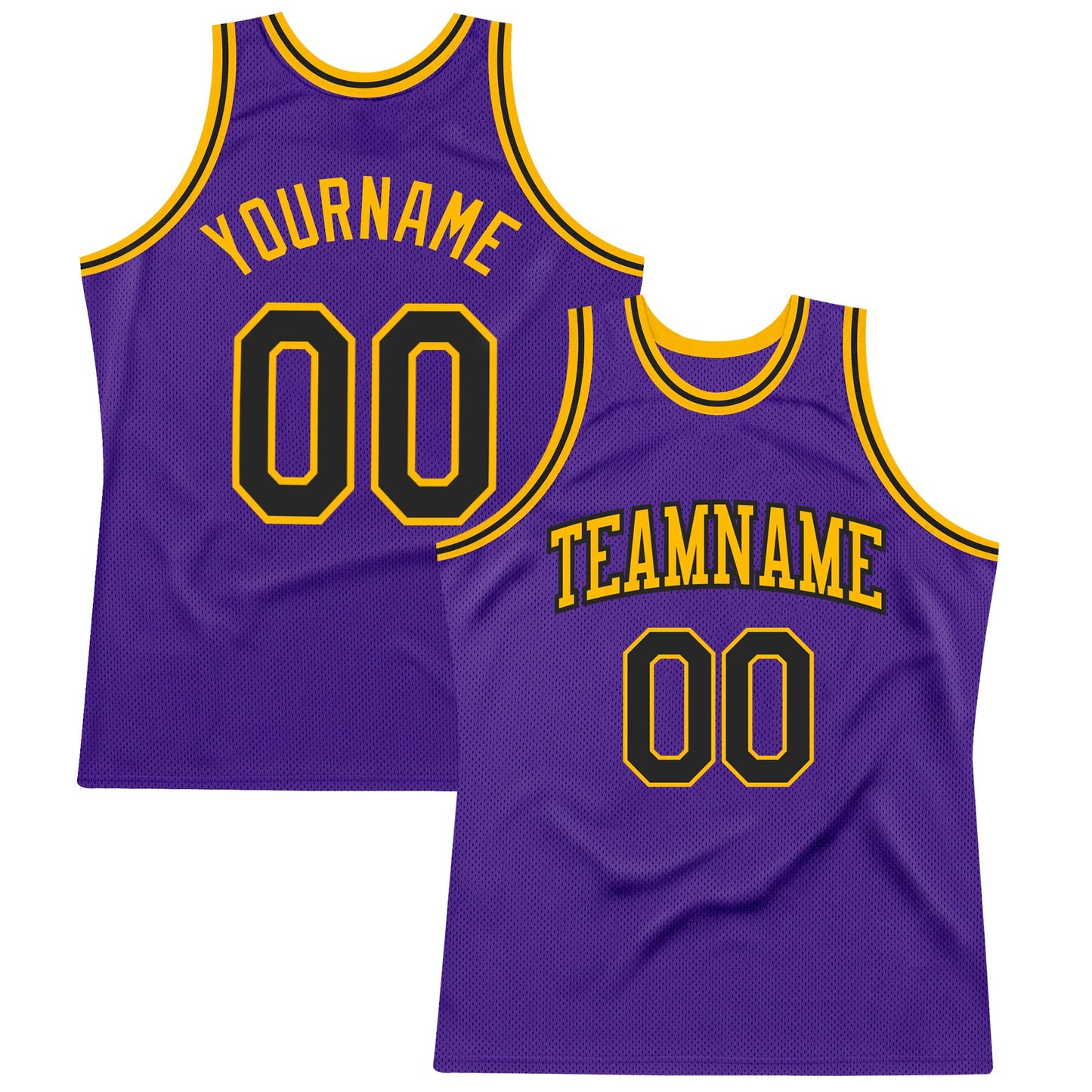 Custom Purple Black-Gold Authentic Throwback Basketball Jersey - Main View