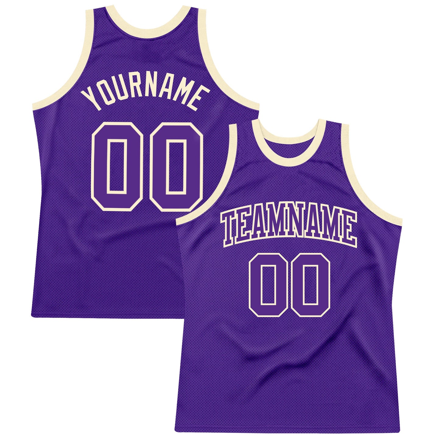 Custom Purple Purple-Cream Authentic Throwback Basketball Jersey - Main View