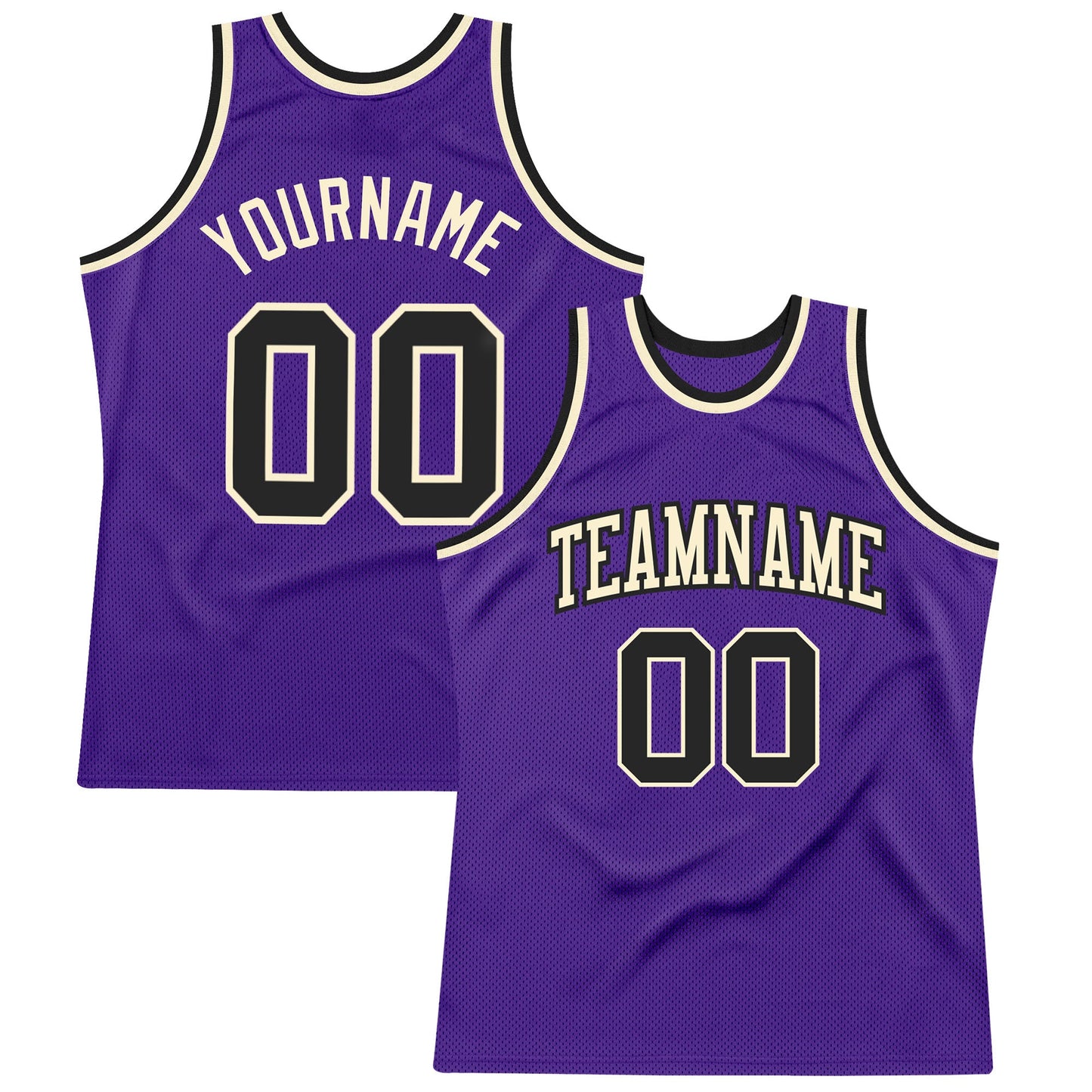 Custom Purple Black-Cream Authentic Throwback Basketball Jersey - Main View