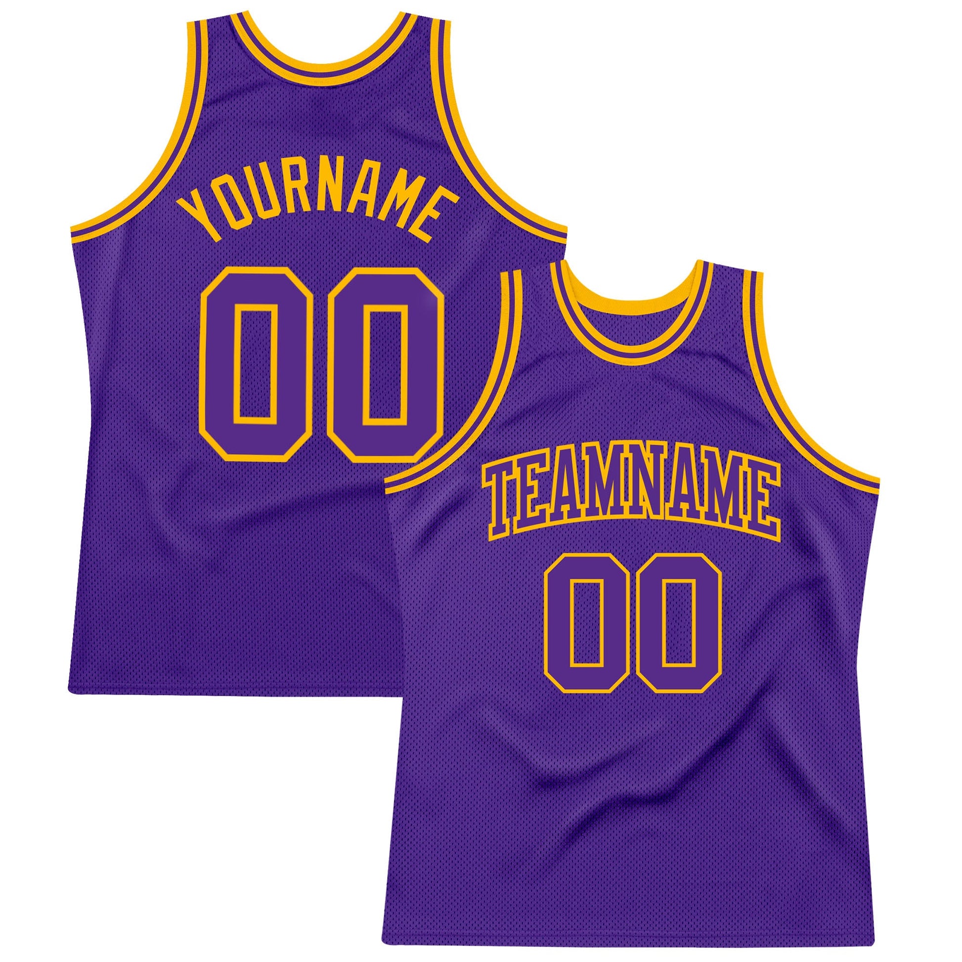 Custom Purple Purple-Gold Authentic Throwback Basketball Jersey - Main View