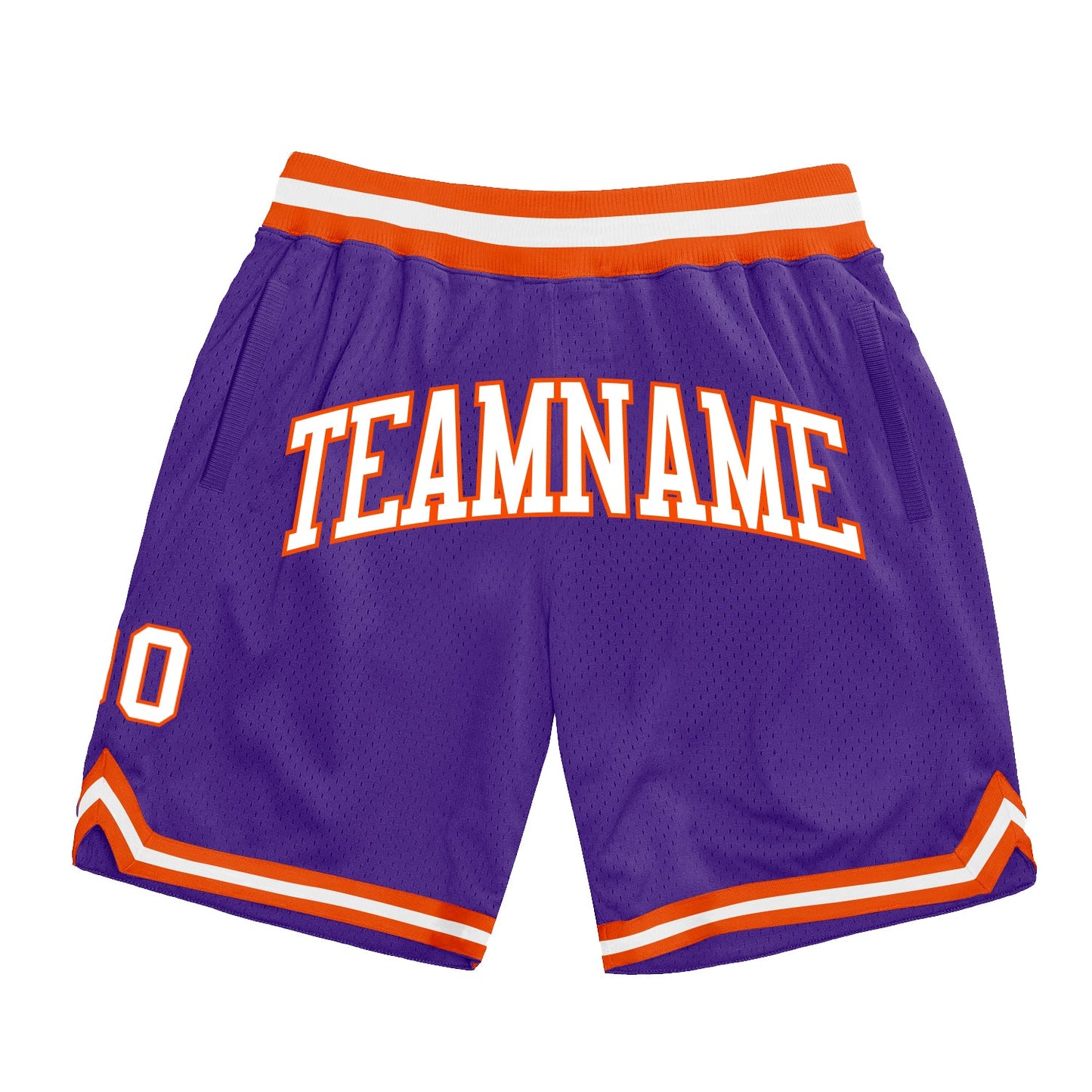 Custom Purple White-Orange Authentic Throwback Basketball Shorts - Main View
