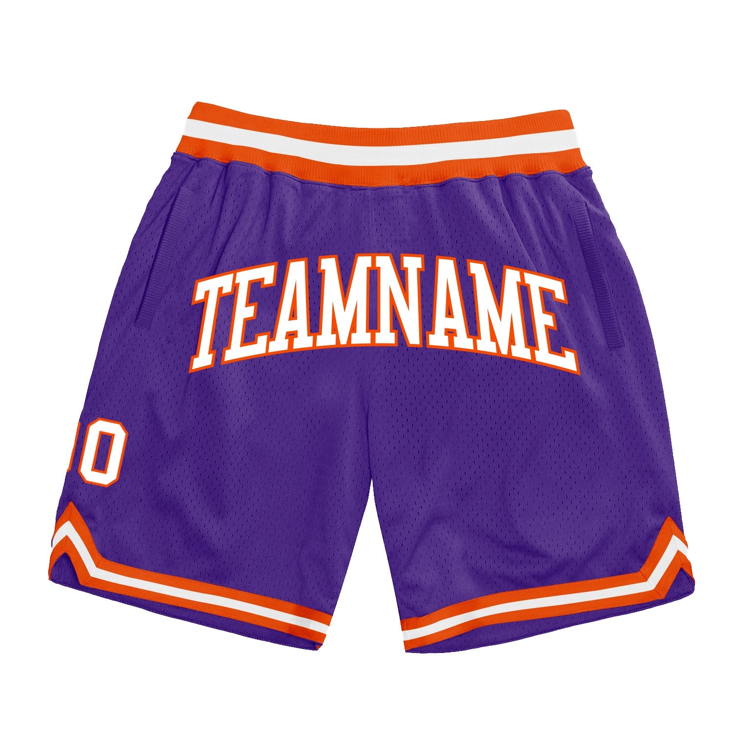 Custom Purple White-Orange Authentic Throwback Basketball Shorts - Main View