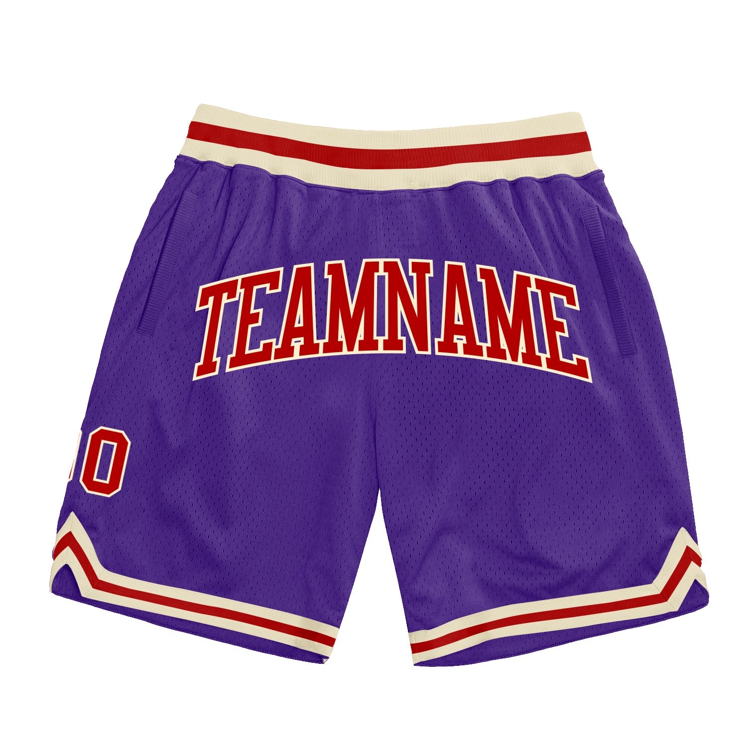 Custom Purple Red-Cream Authentic Throwback Basketball Shorts - Main View