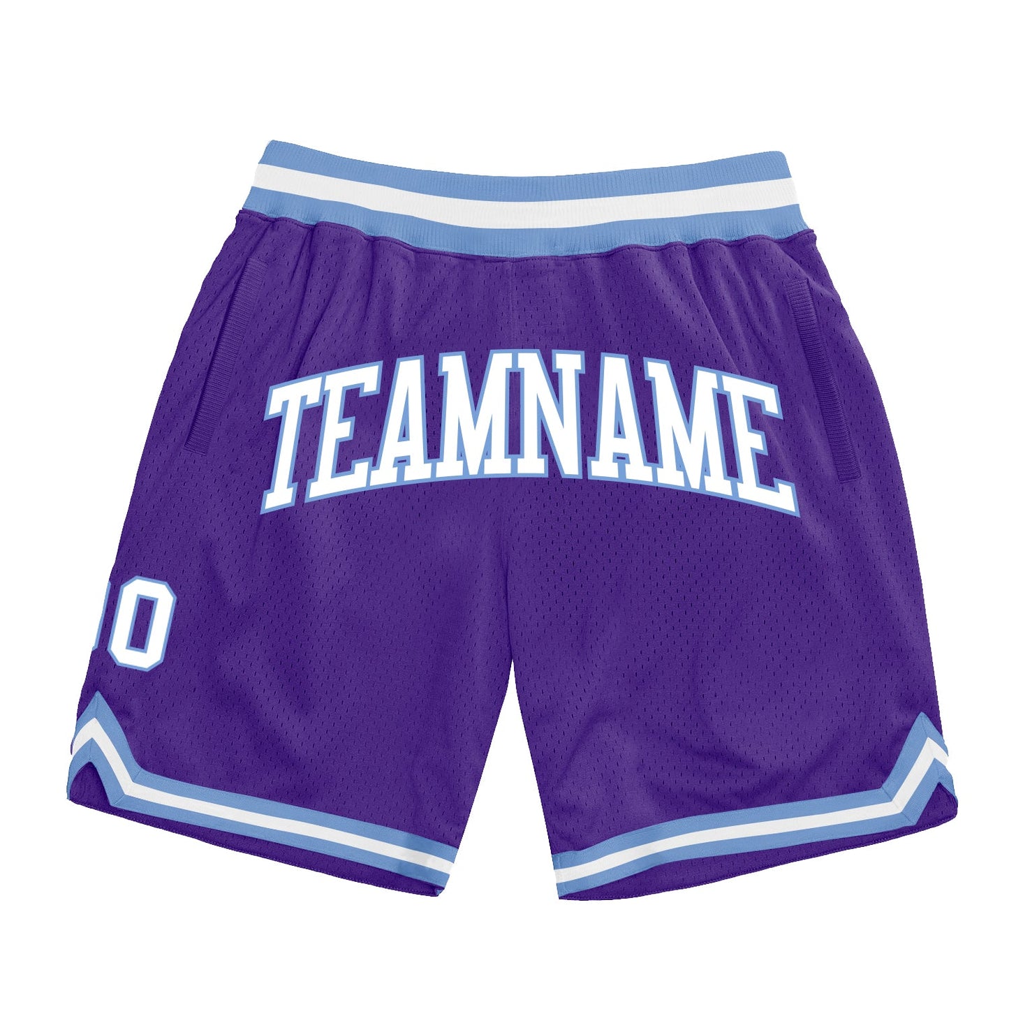 Custom Purple White-Light Blue Authentic Throwback Basketball Shorts - Main View