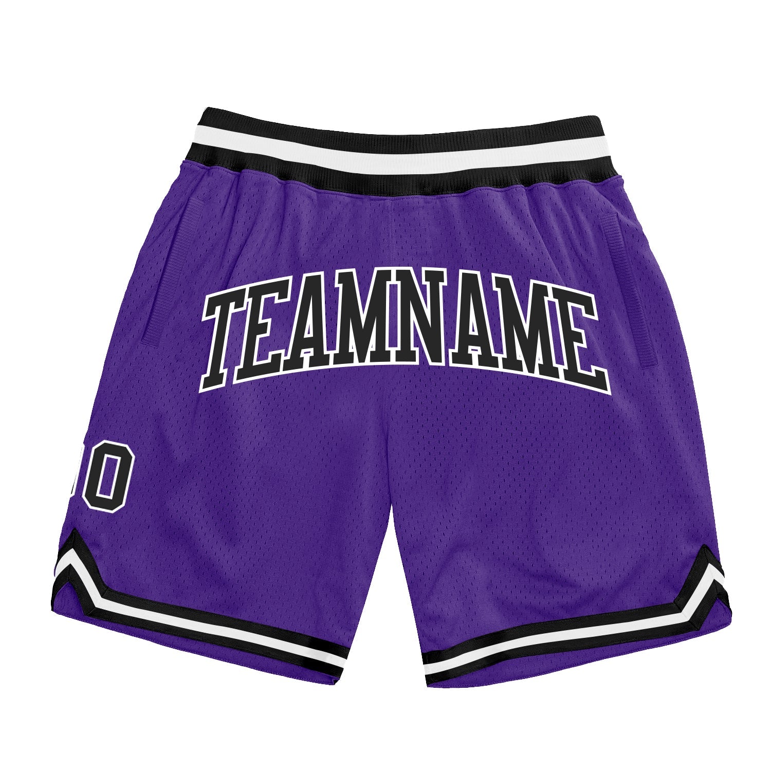 Custom Purple Black-White Authentic Throwback Basketball Shorts - Main View
