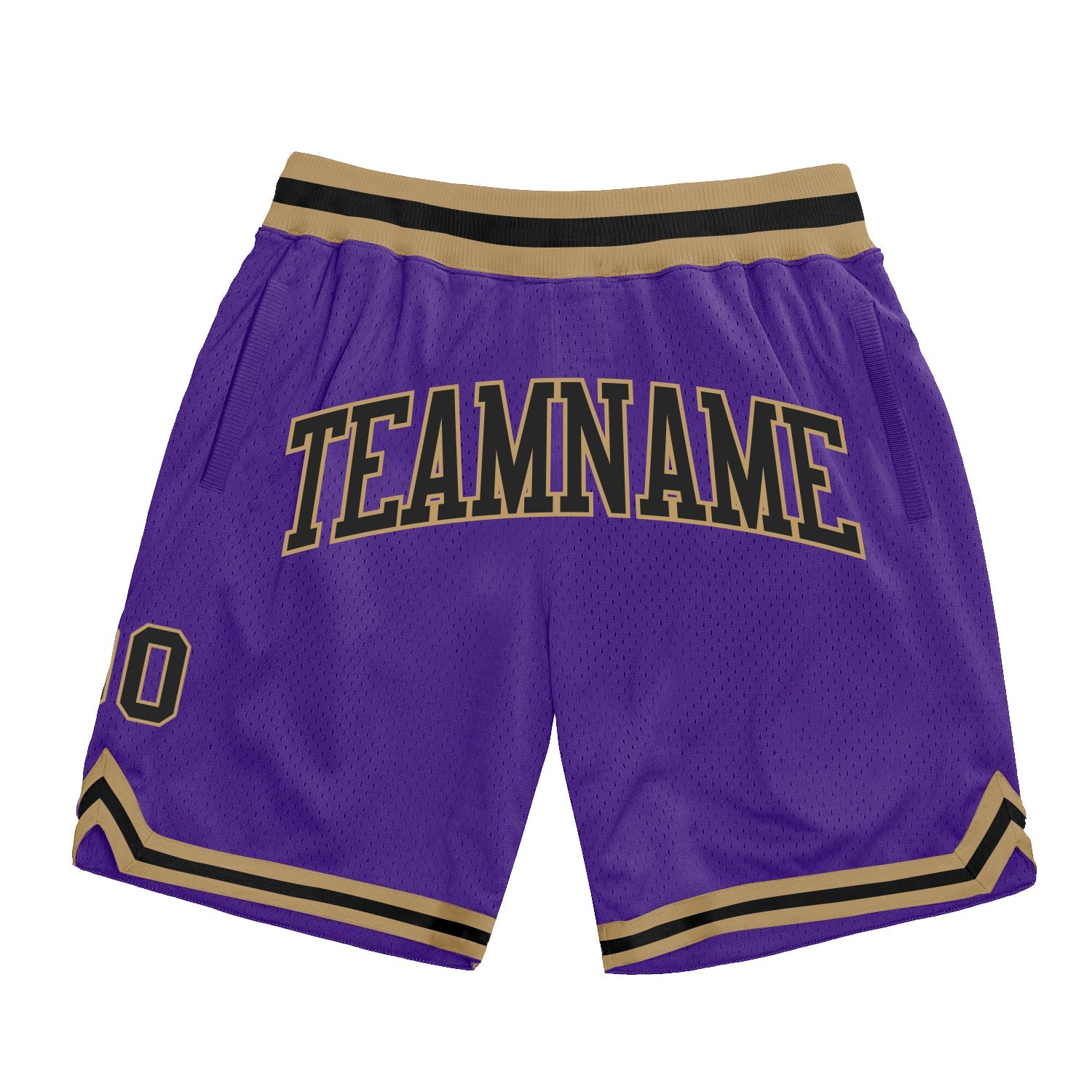 Custom Purple Black-Old Gold Authentic Throwback Basketball Shorts - Main View