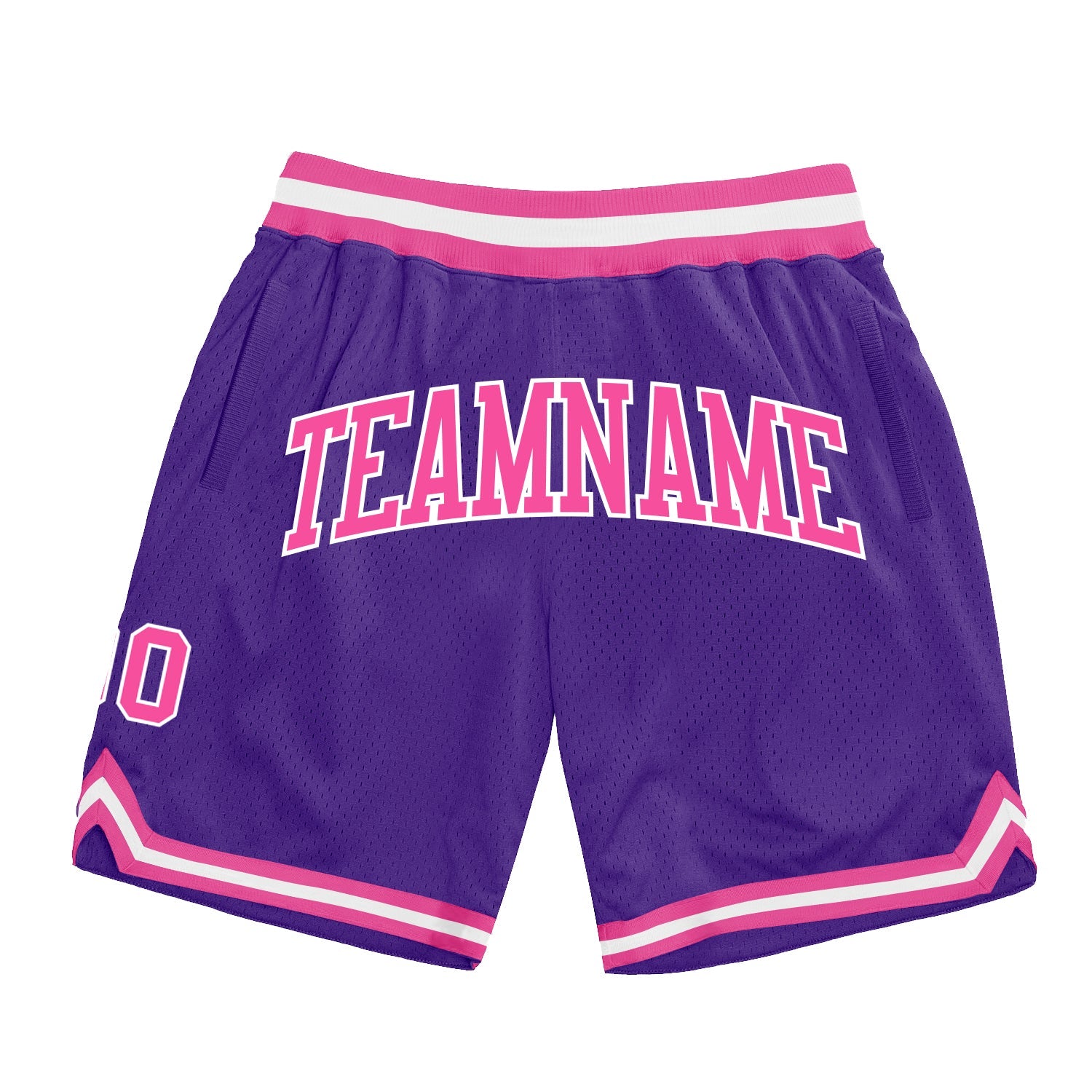 Custom Purple Pink-White Authentic Throwback Basketball Shorts - Main View