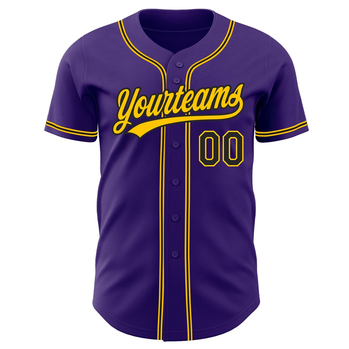 Custom Purple Black-Gold Authentic Baseball Jersey view 2