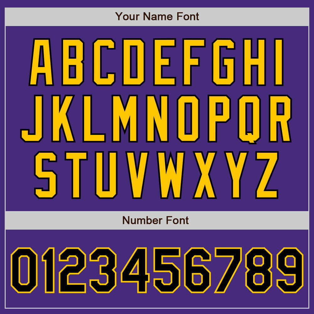 Custom Purple Black-Gold Authentic Baseball Jersey view 5