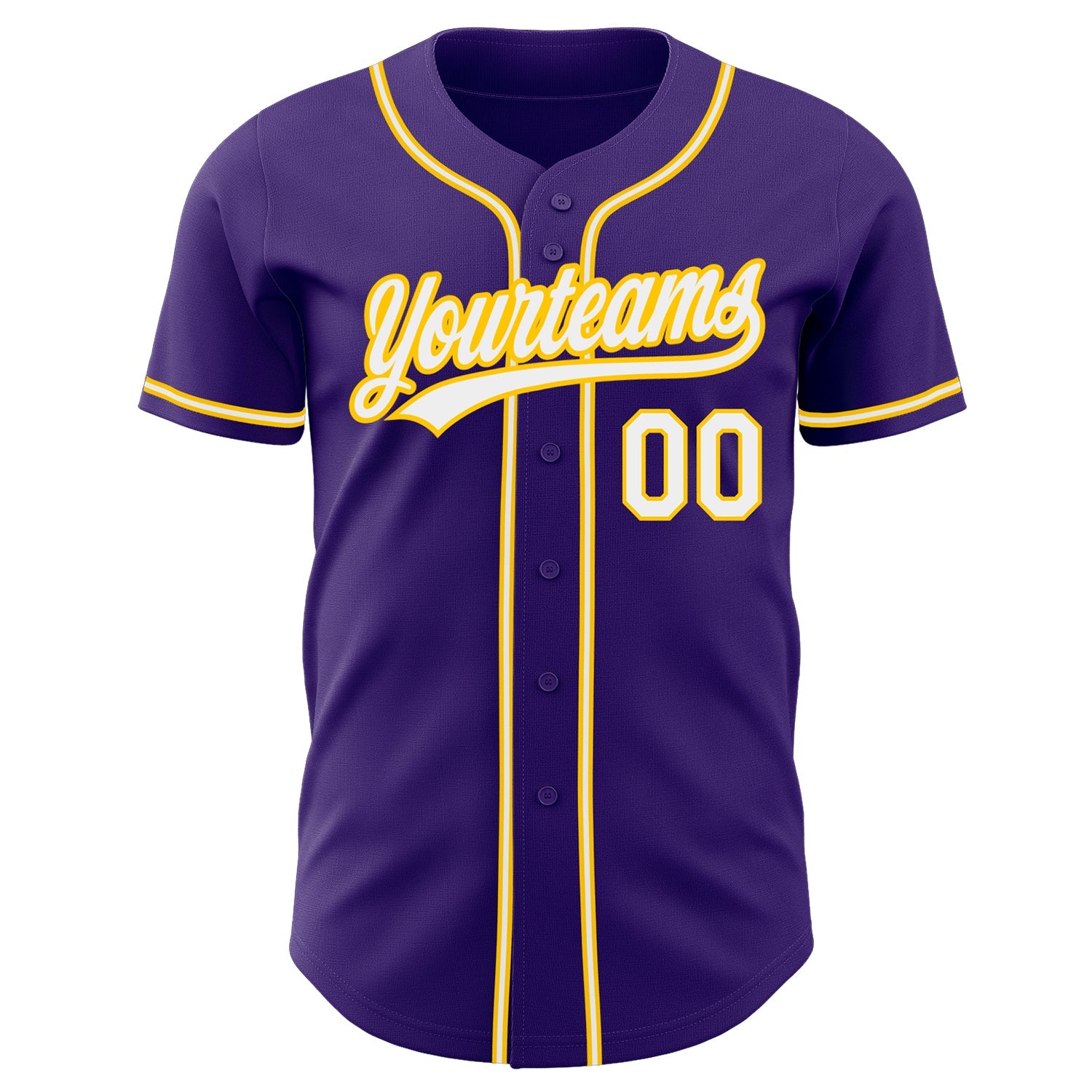 Custom Purple White-Gold Authentic Baseball Jersey view 2