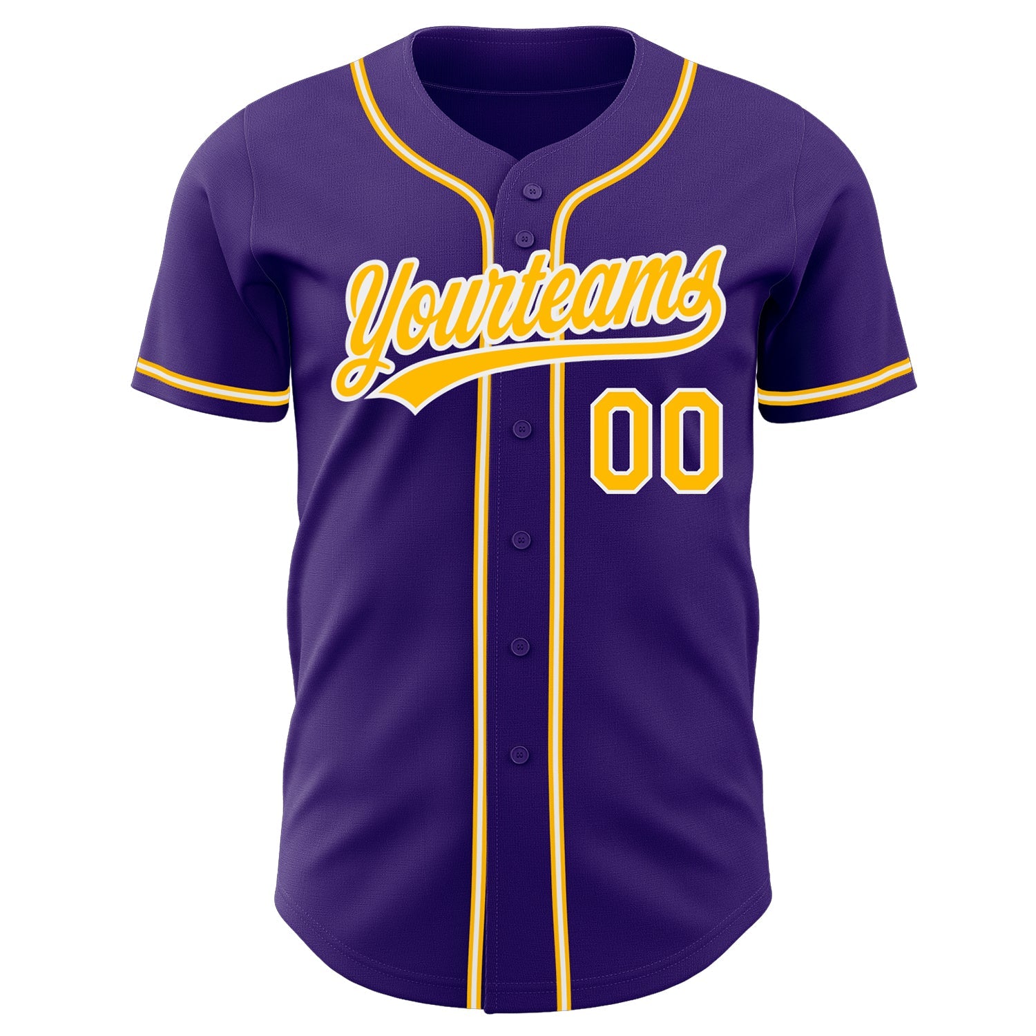 Custom Purple Gold-White Authentic Baseball Jersey view 2