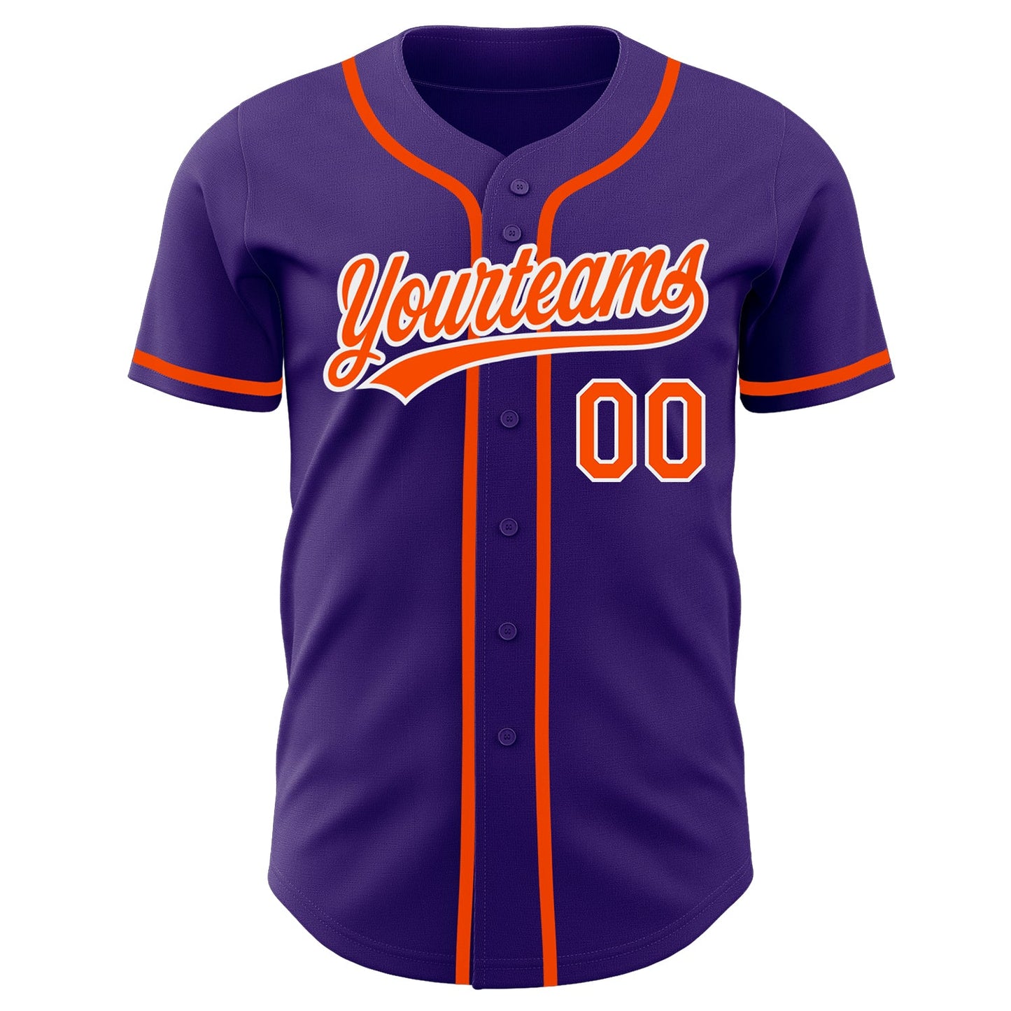 Custom Purple Orange-White Authentic Baseball Jersey view 2