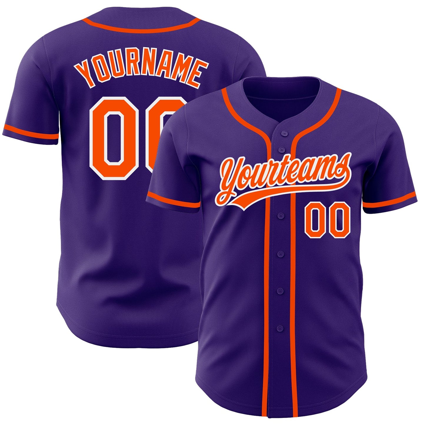 Custom Purple Orange-White Authentic Baseball Jersey - Main View