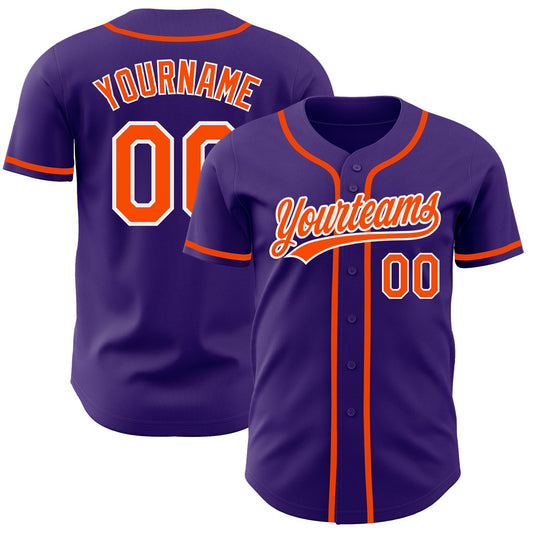 Custom Purple Orange-White Authentic Baseball Jersey - Main View