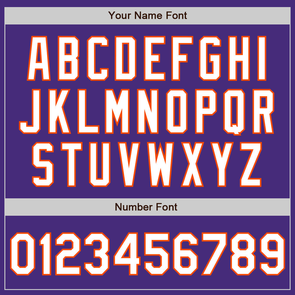 Custom Purple White-Orange Authentic Baseball Jersey view 5
