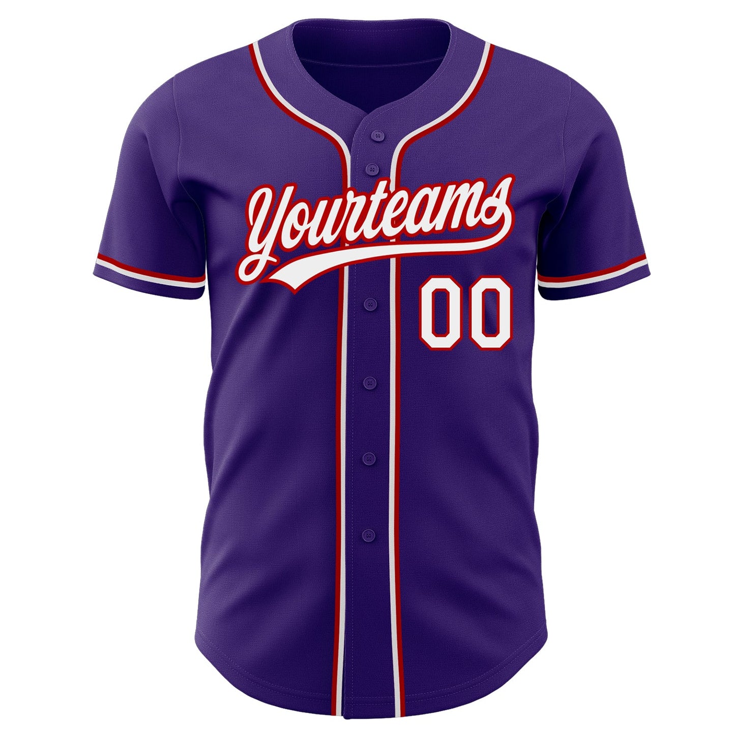Custom Purple White-Red Authentic Baseball Jersey view 2