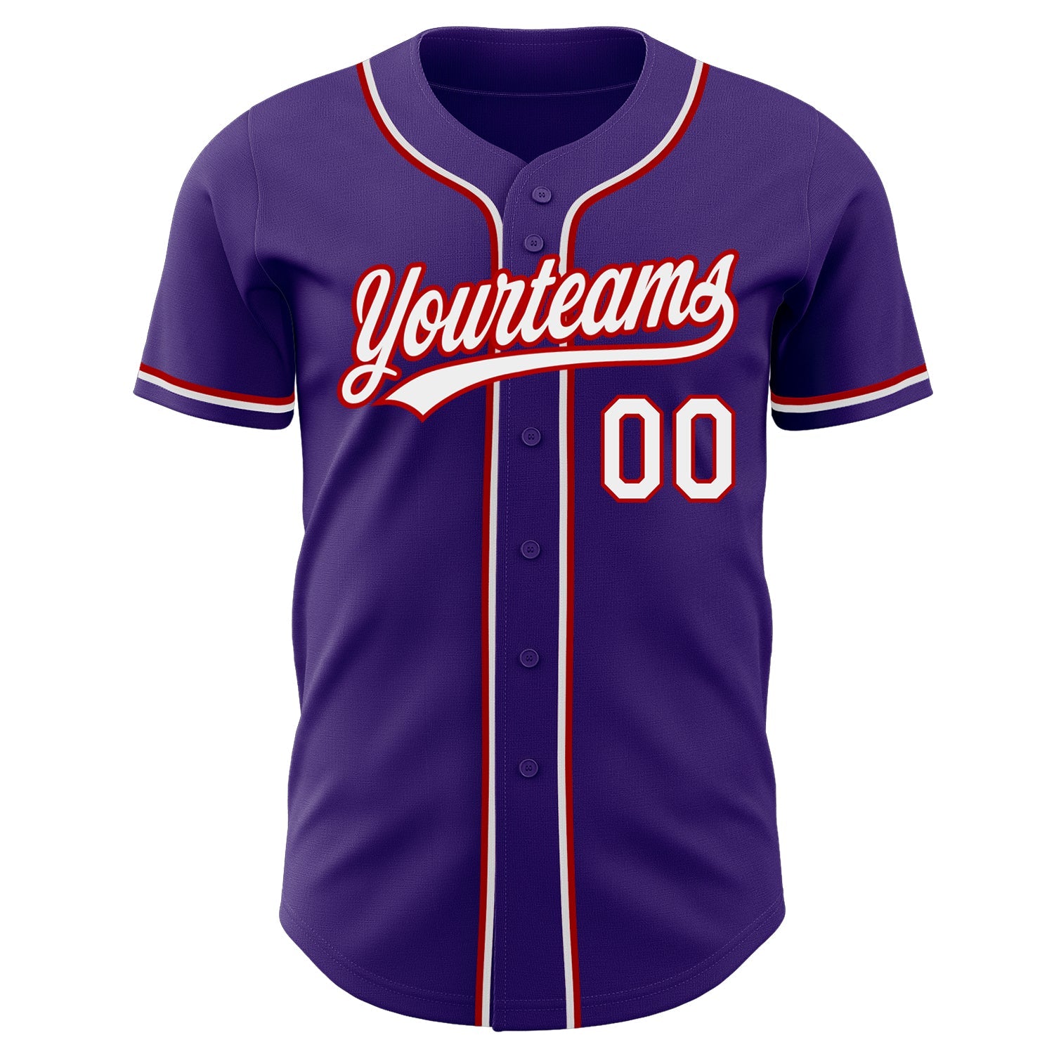 Custom Purple White-Red Authentic Baseball Jersey view 2