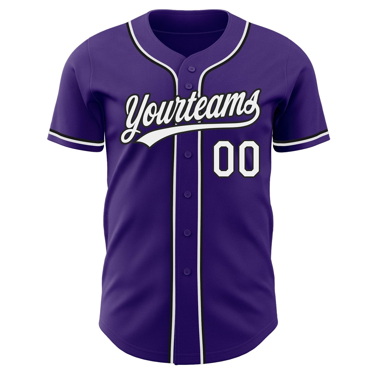 Custom Purple White-Black Authentic Baseball Jersey view 2