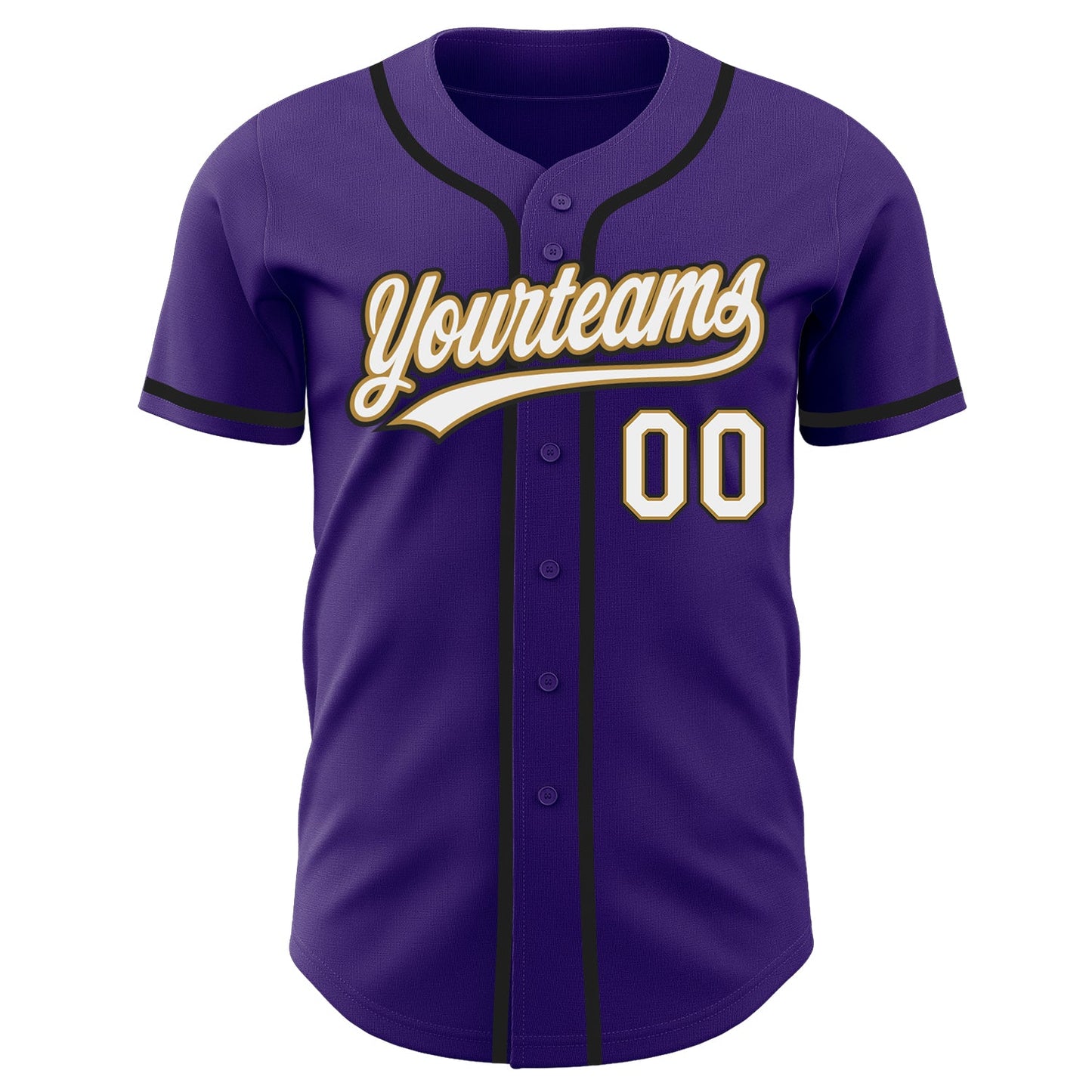 Custom Purple White Old Gold-Black Authentic Baseball Jersey view 2