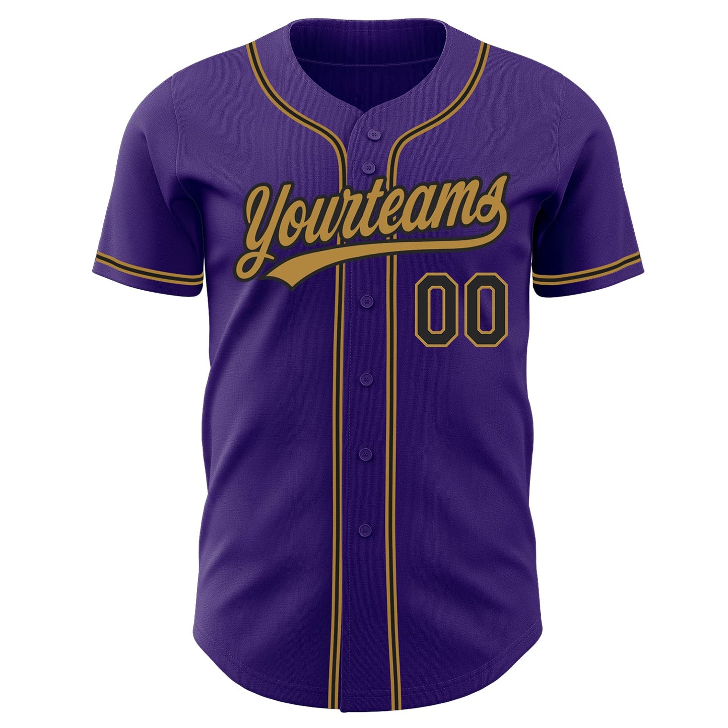 Custom Purple Black-Old Gold Authentic Baseball Jersey view 2
