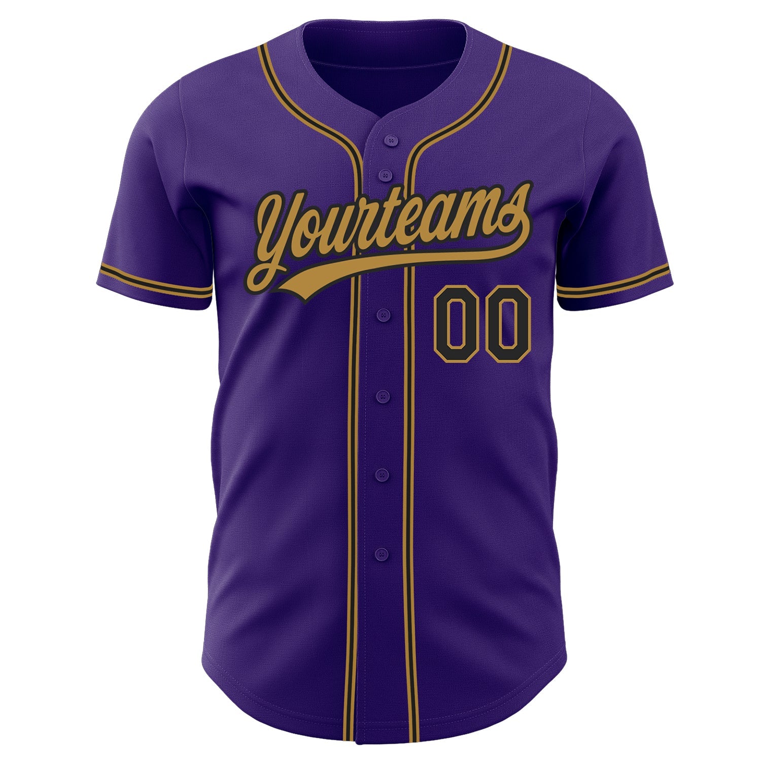 Custom Purple Black-Old Gold Authentic Baseball Jersey view 2
