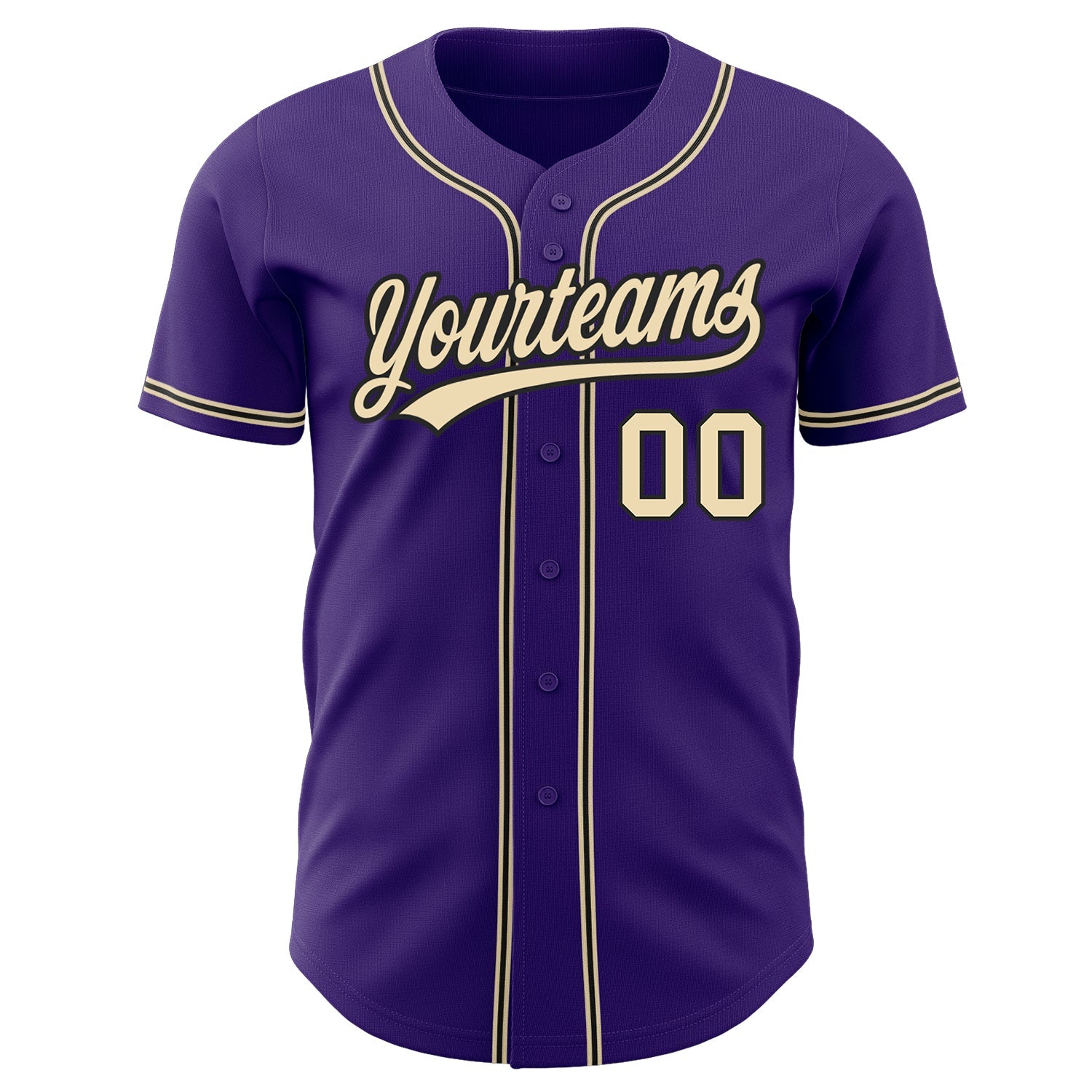 Custom Purple City Cream-Black Authentic Baseball Jersey view 2