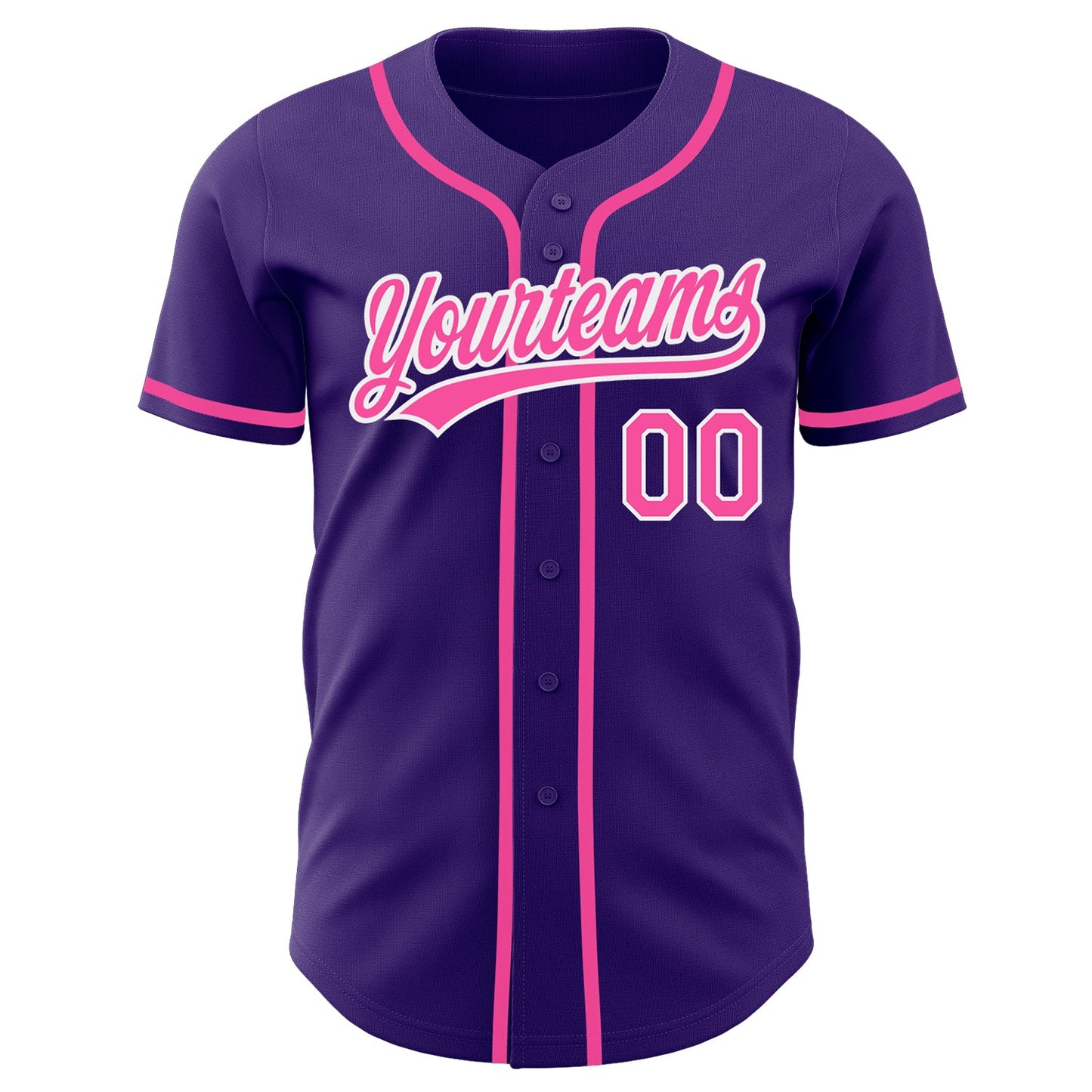 Custom Purple Pink-White Authentic Baseball Jersey view 3