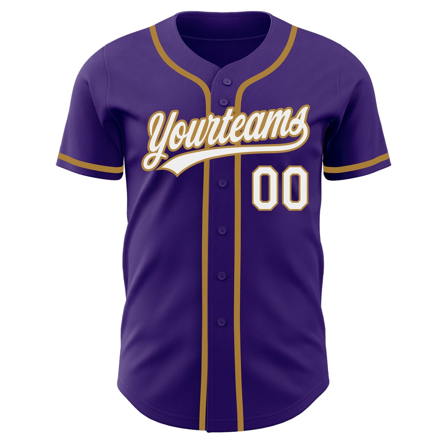 Custom Purple White-Old Gold Authentic Baseball Jersey view 2