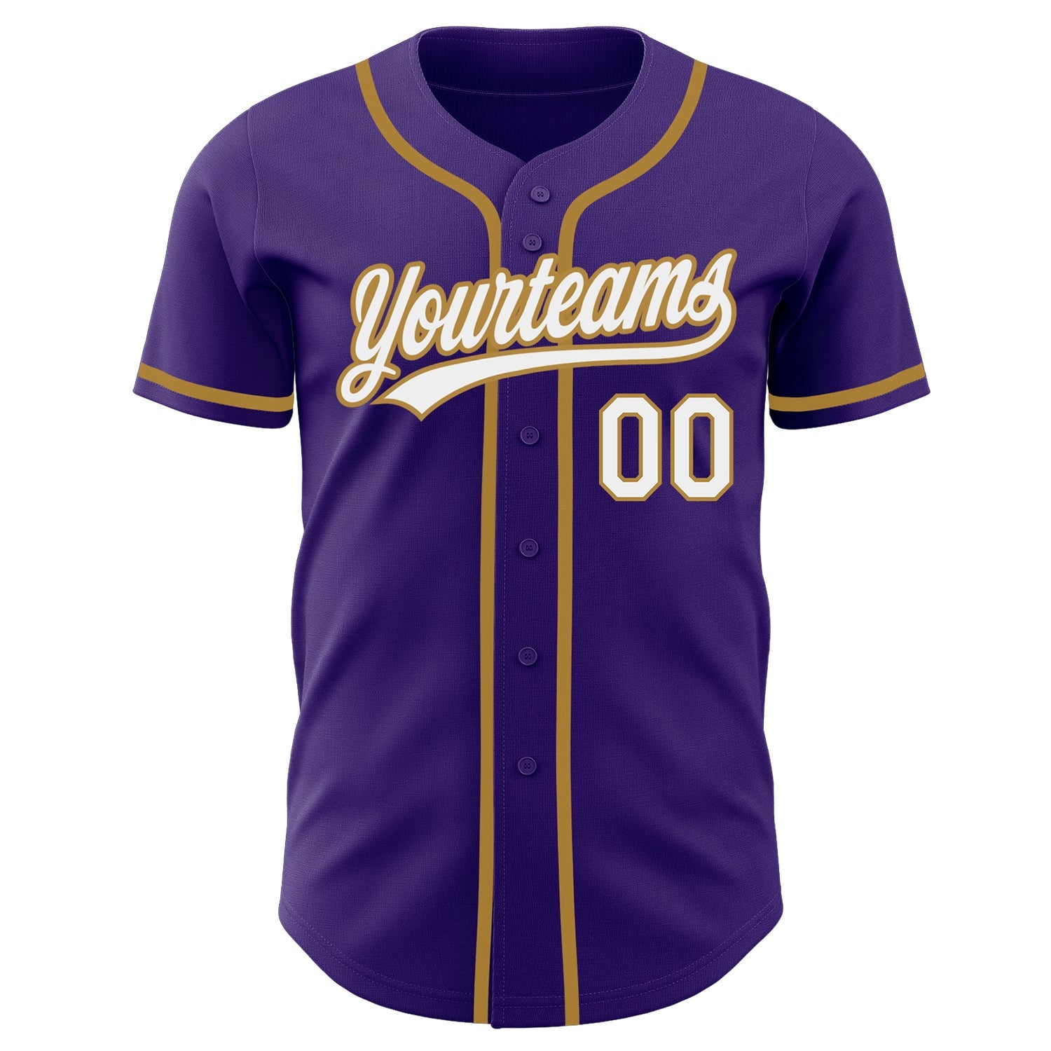 Custom Purple White-Old Gold Authentic Baseball Jersey view 2