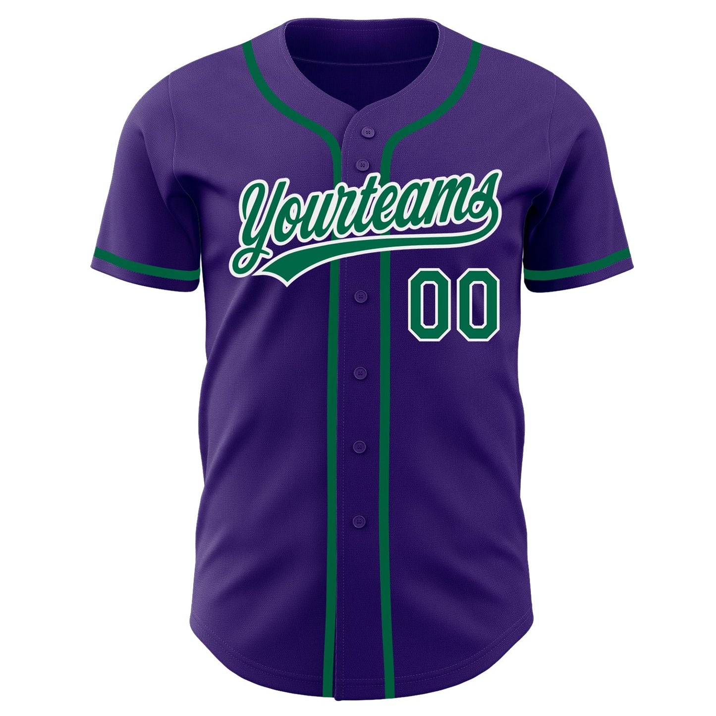 Custom Purple Kelly Green-White Authentic Baseball Jersey view 2