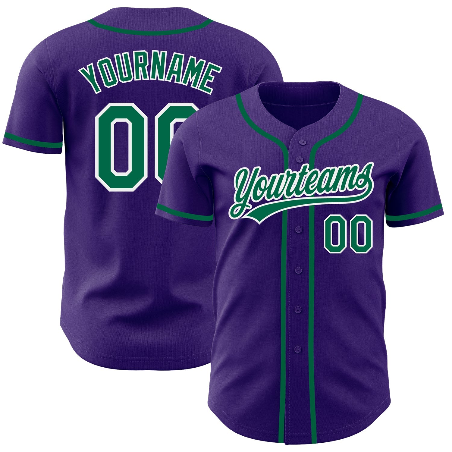 Custom Purple Kelly Green-White Authentic Baseball Jersey - Main View