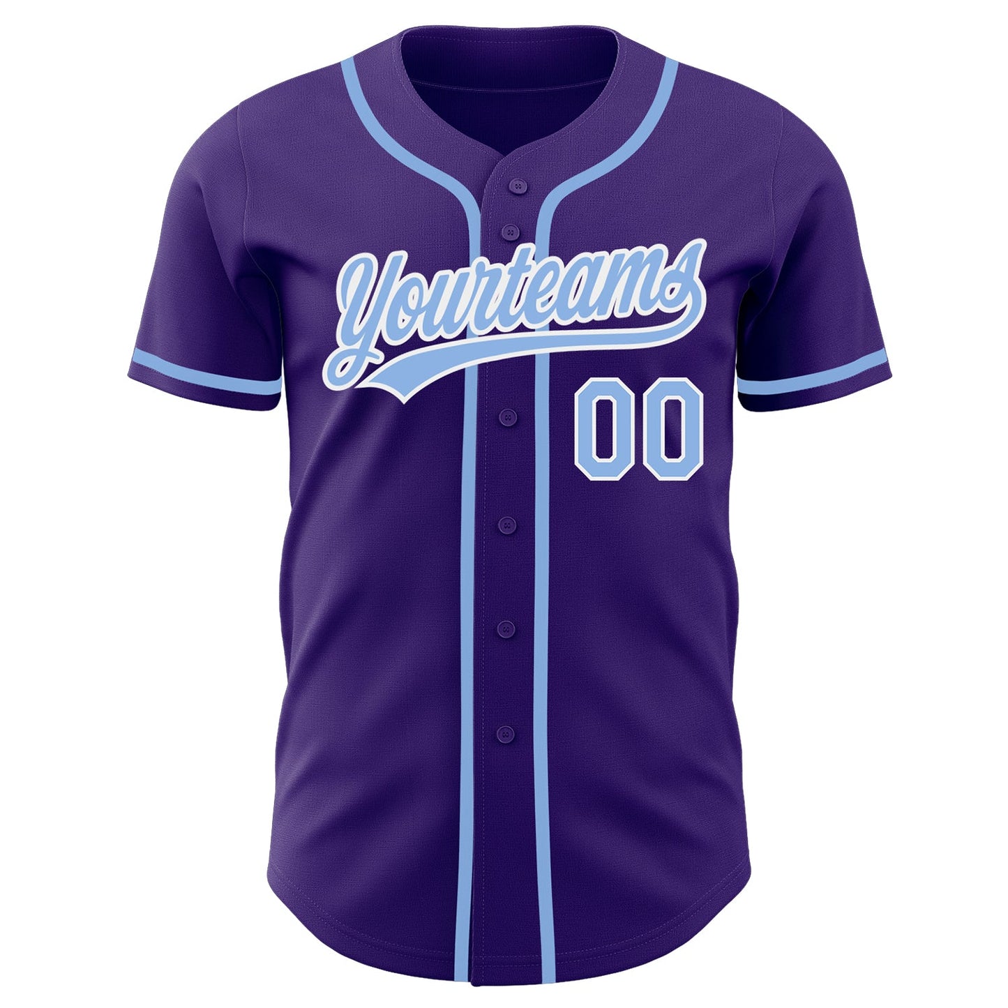 Custom Purple Light Blue-White Authentic Baseball Jersey view 2