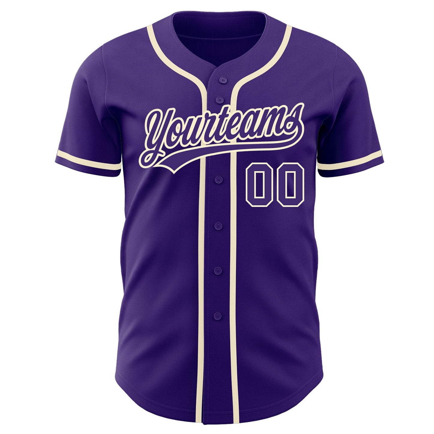 Custom Purple Purple-Cream Authentic Baseball Jersey view 2