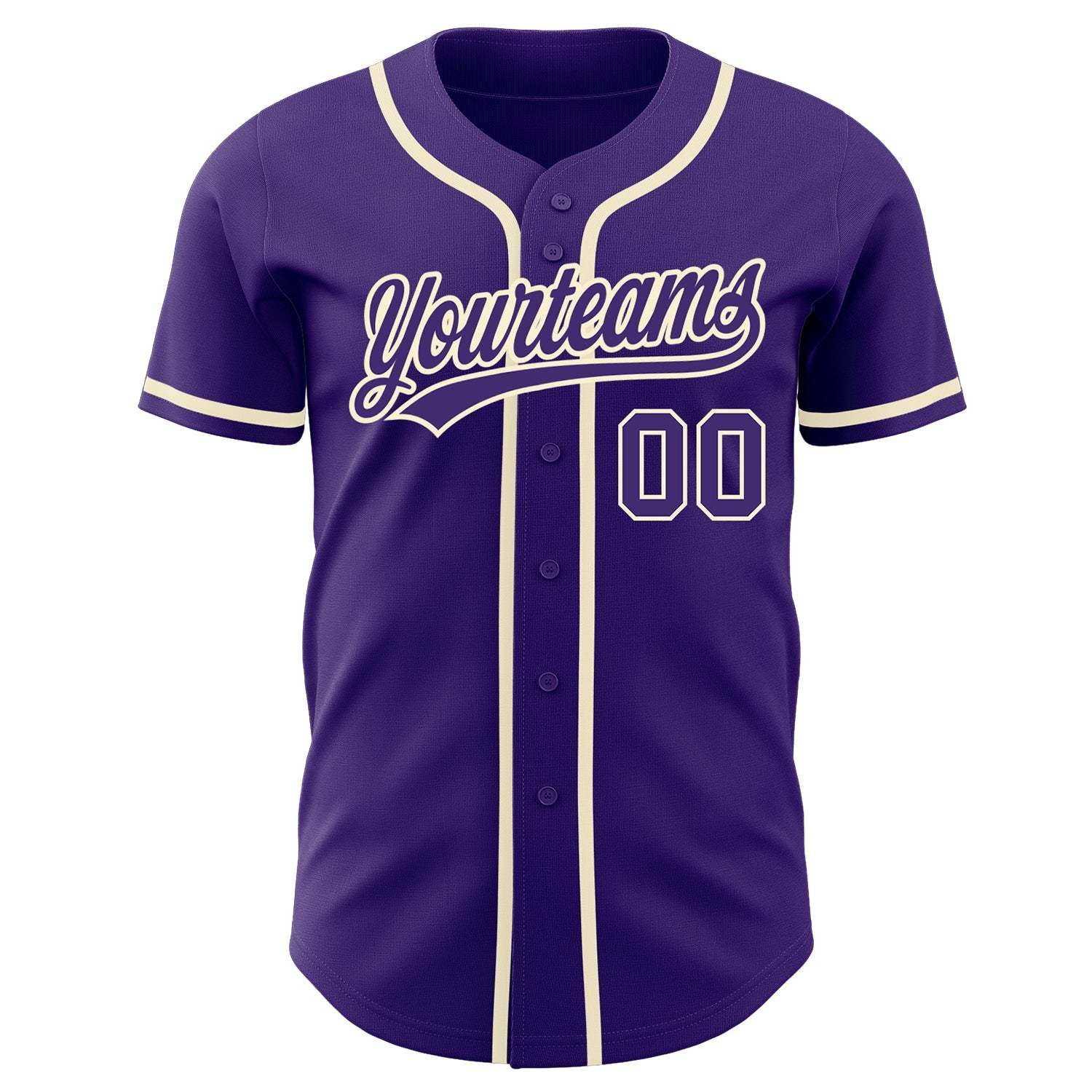 Custom Purple Purple-Cream Authentic Baseball Jersey view 2