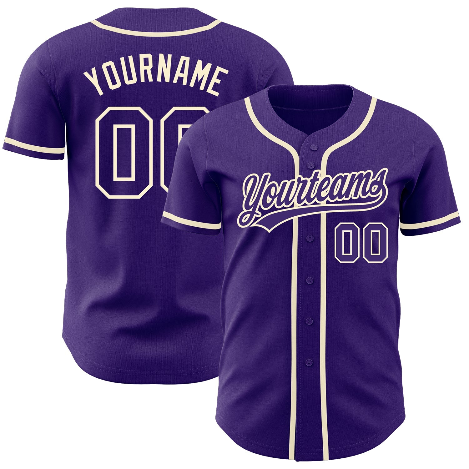 Custom Purple Purple-Cream Authentic Baseball Jersey - Main View